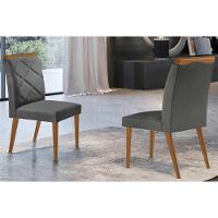 Kit 2 Cadeiras Sala Jantar Melissa 2 Un Madeira Capuccino-linho Grafite - Rufato - 1