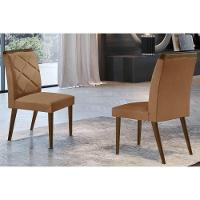 Kit 2 Cadeiras Sala Jantar Melissa 2 Un Madeira Capuccino-linho Grafite - Rufato - 8