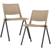 Kit 02 Cadeiras Empilhável Fixa Lift F02 Base Aço Preto Nude - Lyam Decor - 1