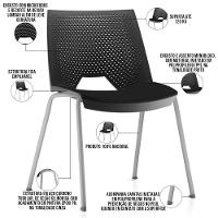 Cadeira Empilhável Fixa Liked F02 Base Aço Cinza Preto - Lyam Decor - 2