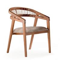 Cadeira Coss Ozki Com Braço 78 Cm (altura) Madeira Eucalipto Cedro Tecido Bege Corda Couro Reconstit - 2