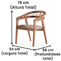 Cadeira Coss Ozki Com Braço 78 Cm (altura) Madeira Eucalipto Cedro Tecido Bege Corda Couro Reconstit - 3