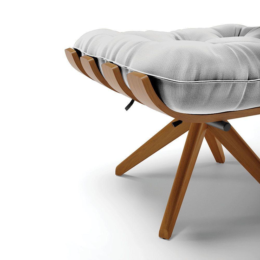 Kit 02 Puffs Giratório Costela Suede Cinza Base Madeira - 4