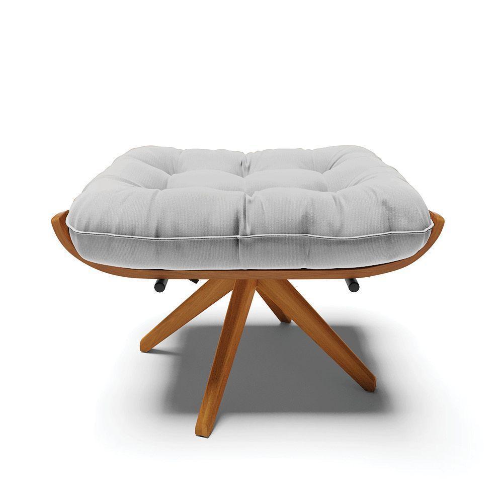 Kit 02 Puffs Giratório Costela Suede Cinza Base Madeira - 5