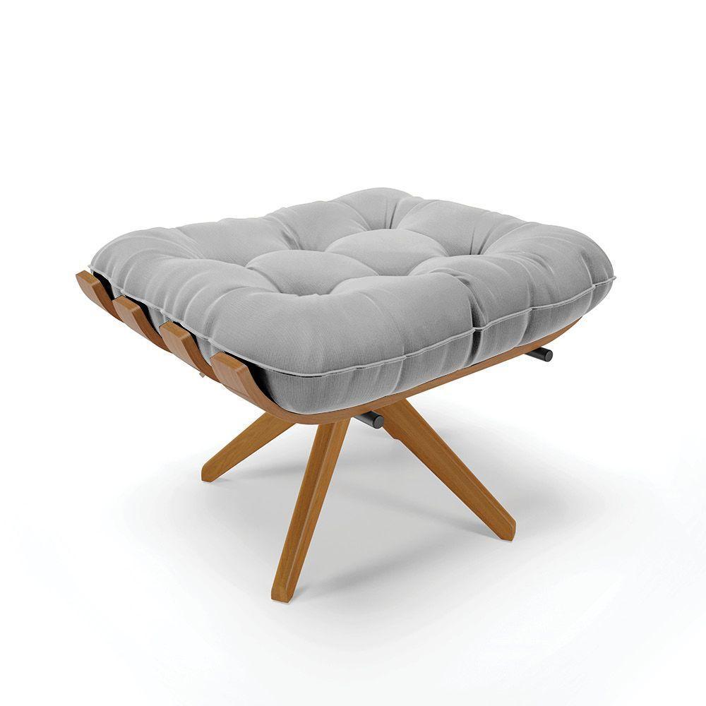 Kit 02 Puffs Giratório Costela Suede Cinza Base Madeira - 6