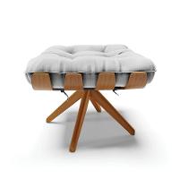 Kit 02 Puffs Giratório Costela Suede Cinza Base Madeira - 7