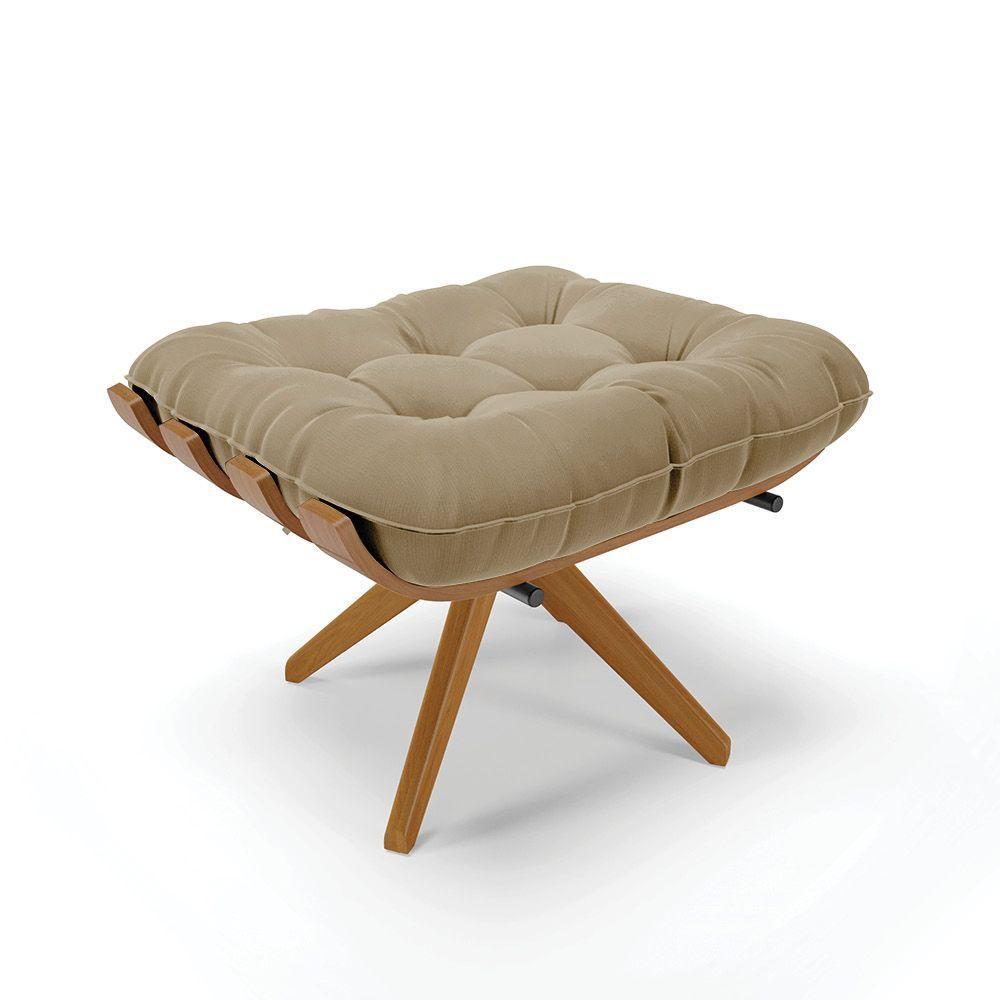 Kit 02 Puffs Giratório Costela Marrom Rato Base Madeira - 6