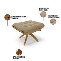 Kit 02 Puffs Giratório Costela Marrom Rato Base Madeira - 3