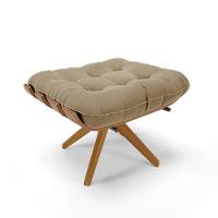 Kit 02 Puffs Giratório Costela Marrom Rato Base Madeira - 6