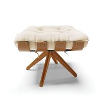 Kit 02 Puffs Giratório Costela Suede Bege Base Madeira - 7