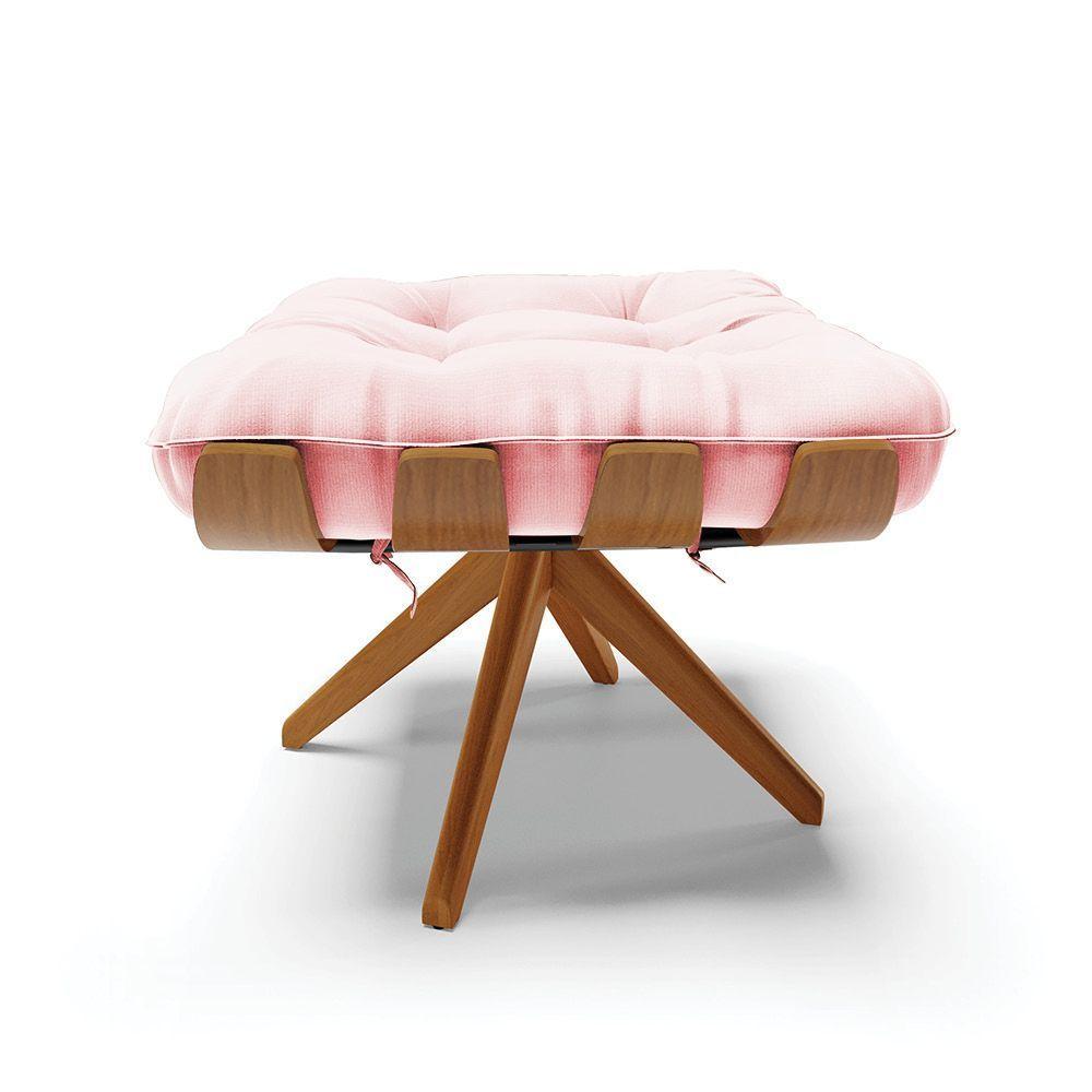 Kit 02 Puffs Giratório Suede Rosa Bebê Base Madeira D'rossi - 7