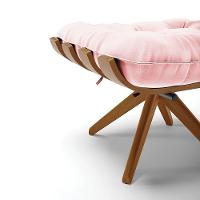 Kit 02 Puffs Giratório Suede Rosa Bebê Base Madeira D'rossi