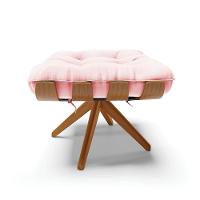 Kit 02 Puffs Giratório Suede Rosa Bebê Base Madeira D'rossi - 7