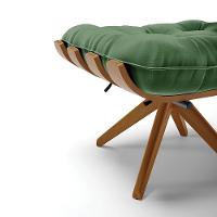 Kit 02 Puffs Giratório Costela Suede Verde Base Madeira