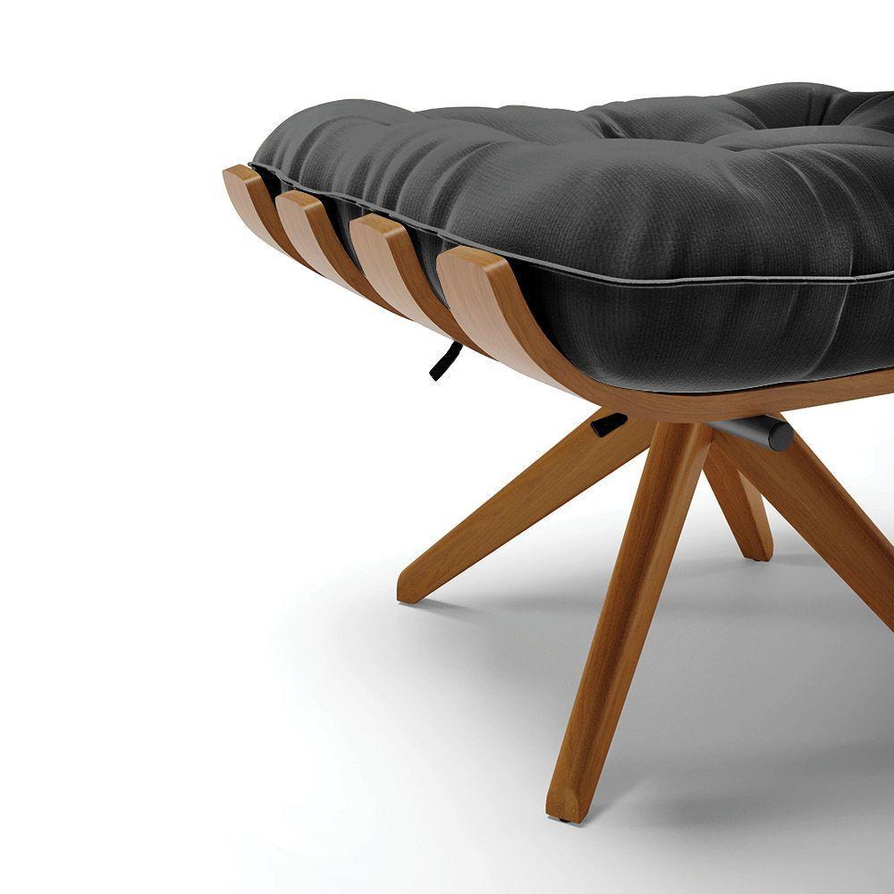 Kit 02 Puffs Giratório Suede Preto Base Madeira - D'rossi - 4