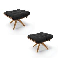 Kit 02 Puffs Giratório Suede Preto Base Madeira - D'rossi - 1