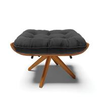 Kit 02 Puffs Giratório Suede Preto Base Madeira - D'rossi - 5