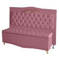 Kit Cabeceira De Cama Box E Calçadeira Baú Madri Casal 140 Cm Suede Rosa Bebê Do Lar Móveis E Decoração - 1