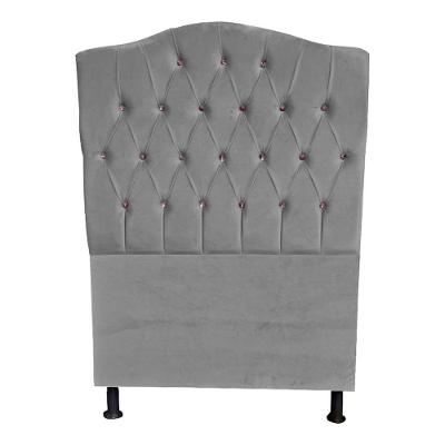 Cabeceira De Cama Box Princesa Solteiro 90 Cm Botão Strass Suede Prata Do Lar Móveis