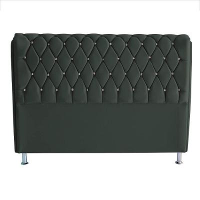 Cabeceira De Cama Box Londres Casal Queen 160 Cm Suede Botão De Strass Grafite Do Lar Móveis E Decoração