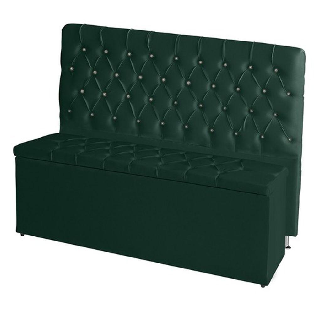 Kit De Quarto Cabeceira De Cama Box E Calçadeira Baú Estrela Casal 140 Cm Suede Botão Strass Verde Do Lar Móveis E Decor - 1
