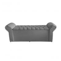 Kit De Quarto Cabeceira De Cama Box E Calçadeira Baú Dubai King 195 Cm Suede Prata Do Lar Móveis E Decoração - 3