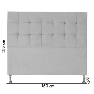 Cabeceira De Cama Box Cristal Queen 160 Cm Botão Strass Suede Porcelana Do Lar Móveis
