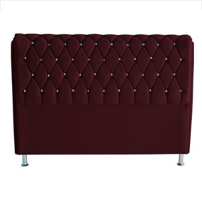Cabeceira De Cama Box Londres Casal 140 Cm Suede Botão De Strass Bordo Do Lar Móveis E Decoração