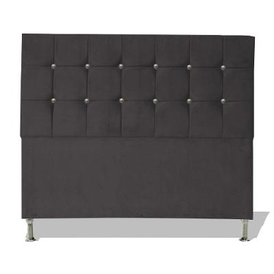 Cabeceira De Cama Box Cristal King 195 Cm Botão Strass Suede Grafite Do Lar Móveis