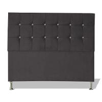 Cabeceira De Cama Box Cristal King 195 Cm Botão Strass Suede Grafite Do Lar Móveis - 1