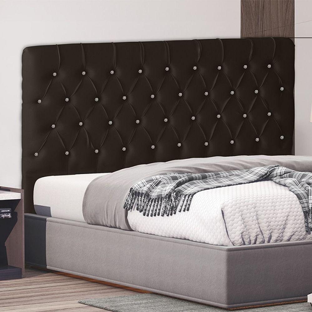 Cabeceira De Cama Box Estrela Casal 140 Cm Suede Botão Cristal Marrom Do Lar Móveis E Decoração - 2