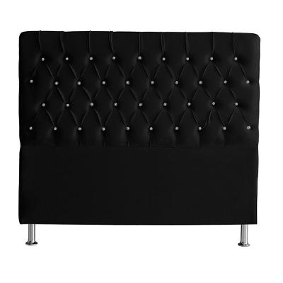 Cabeceira De Cama Box Estrela Queen 160 Cm Suede Botão Cristal Preto Do Lar Móveis E Decoração