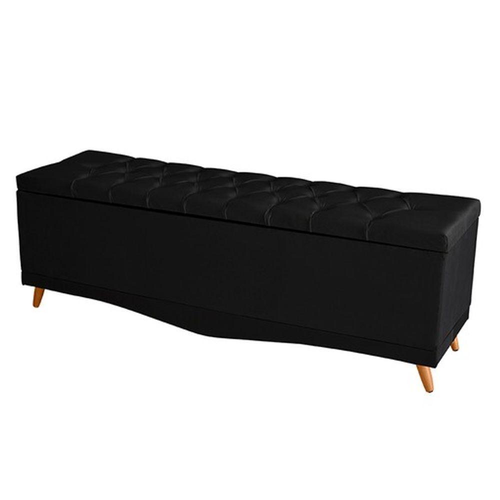 Kit Cabeceira De Cama Box E Calçadeira Baú Madri Solteiro 90 Cm Suede Preto Do Lar Móveis E Decoração - 4