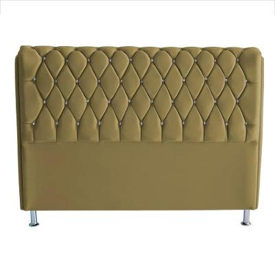 Cabeceira De Cama Box Londres King 195 Cm Suede Botão De Strass Bege Do Lar Móveis E Decoração
