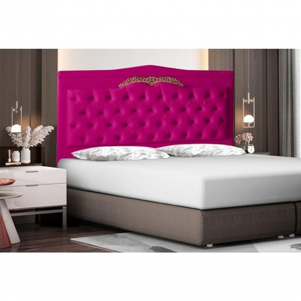 Cabeceira De Cama Box Madri Casal Queen 160 Cm Suede Rosa Pink Do Lar Móveis E Decoração - 1