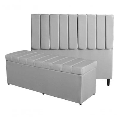 Kit De Quarto Roma Cabeceira De Cama Box E Calçadeira Baú King 195 Cm Suede Prata Do Lar Móveis E Decoração