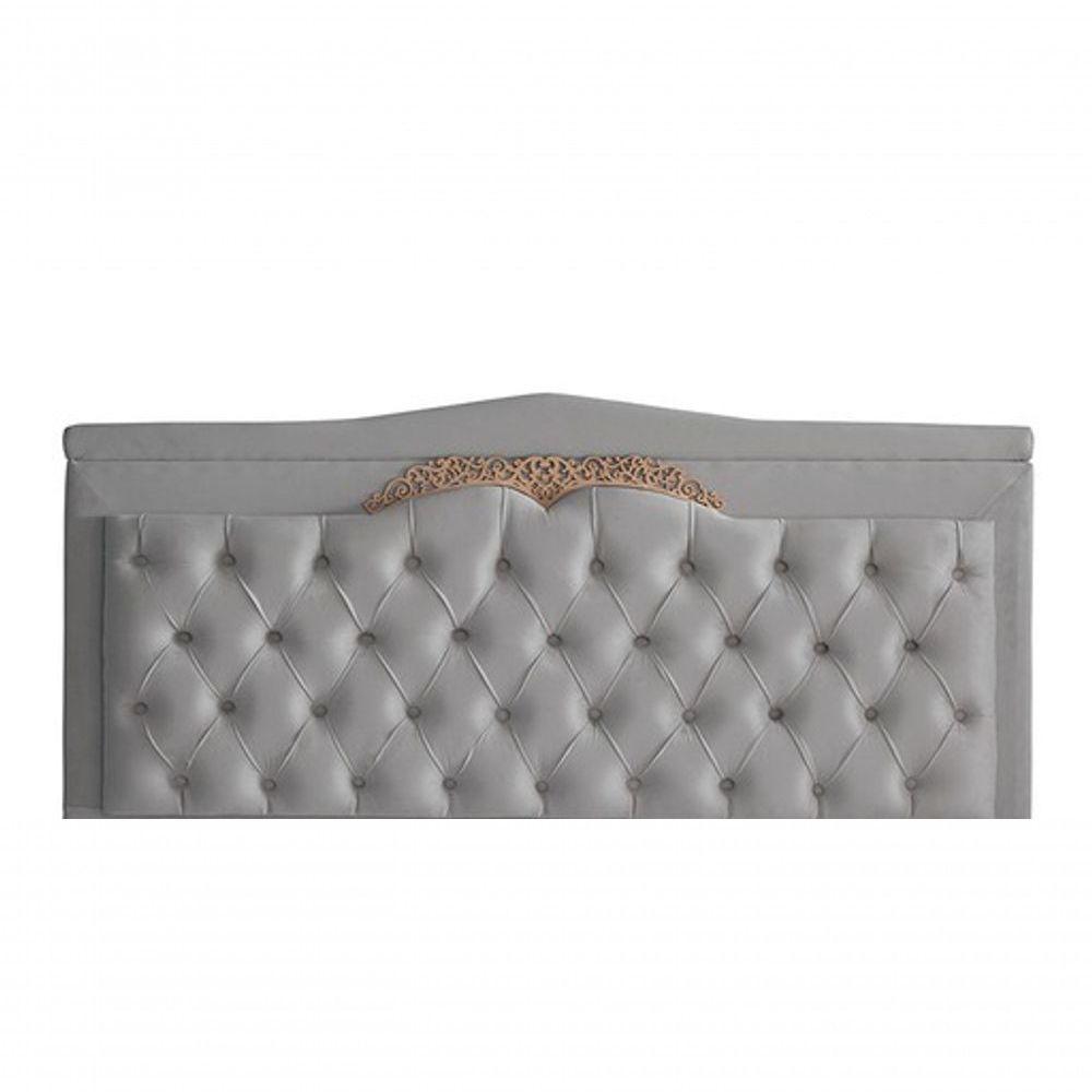 Cabeceira De Cama Box Painel Barcelona Casal 140 Cm Retro Capitonê Botão Encapados Suede Prata Do Lar Móveis - 1