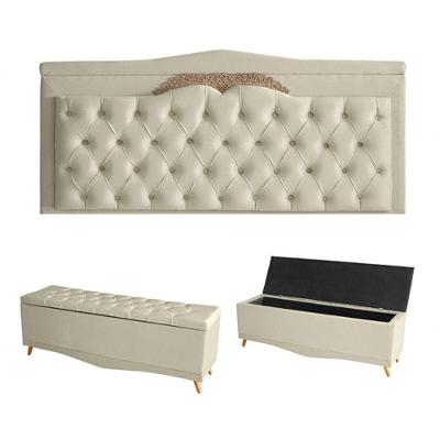 Kit Barcelona Cabeceira De Cama Painel E Calçadeira Baú Casal 140 Cm Suede Porcelana Do Lar Móveis E Decoração
