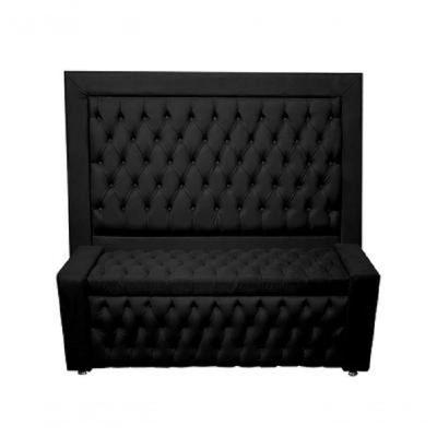 Kit Cabeceira De Cama Box E Calçadeira Baú Retro Capitonê Botão Encapados King 195 Cm Suede Preto Do Lar Móveis