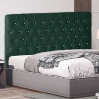 Cabeceira De Cama Box Estrela King 195 Cm Suede Botão Cristal Verde Do Lar Móveis E Decoração - 2