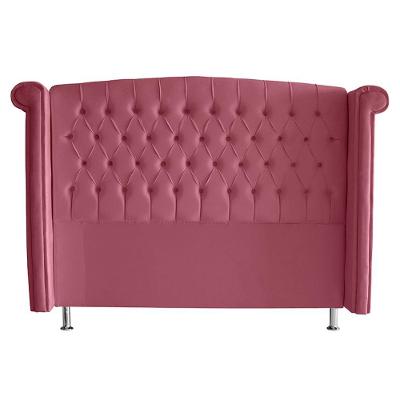 Cabeceira De Cama Box Toquio Casal 140 Cm Suede Rosa Bebê Do Lar Móveis E Decoração