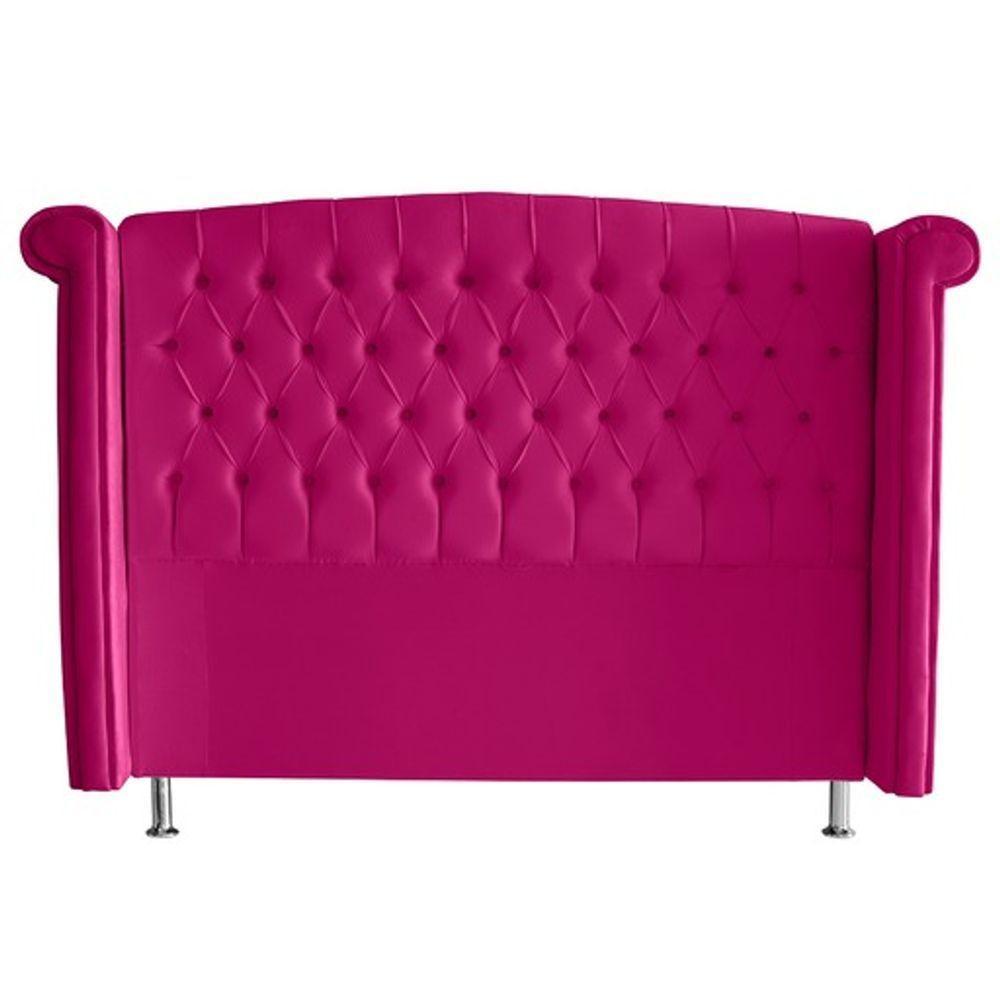 Cabeceira De Cama Box Toquio Casal 140 Cm Suede Rosa Pink Do Lar Móveis E Decoração - 1