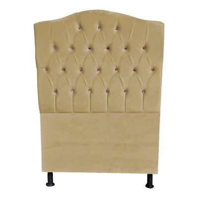 Cabeceira De Cama Box Princesa Solteiro 90 Cm Botão Strass Suede Bege Do Lar Móveis