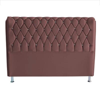 Cabeceira De Cama Box Londres King 195 Cm Suede Botão De Strass Rosê Do Lar Móveis E Decoração