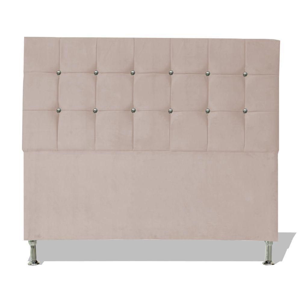 Cabeceira De Cama Box Cristal Casal 140 Cm Botão Strass Suede Porcelana Do Lar Móveis - 1