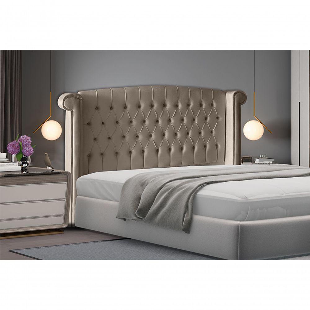 Cabeceira De Cama Box Luxo King 195 Cm Suede Capuccino Do Lar Móveis - 2