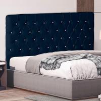 Cabeceira De Cama Box Paris King 195 Cm Botão Strass Suede Azul Marinho Do Lar Móveis - 2