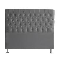 Cabeceira De Cama Box Estrela King 195 Cm Suede Botão Cristal Grafite Do Lar Móveis E Decoração - 1