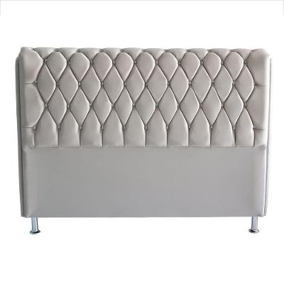 Cabeceira De Cama Box Jully Casal 140 Cm Botão Strass Suede Prata Do Lar Móveis