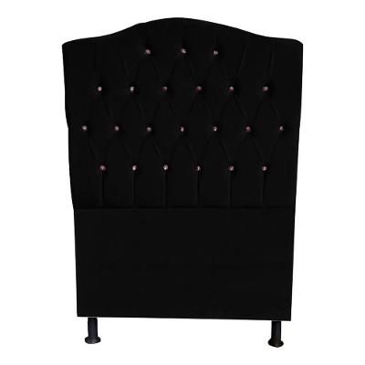 Cabeceira De Cama Box Princesa Solteiro 90 Cm Botão Strass Suede Preto Do Lar Móveis